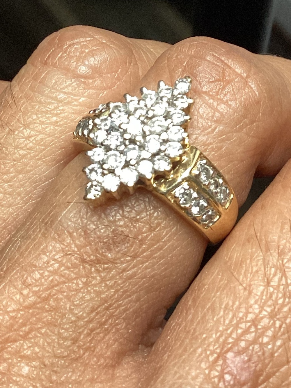 Gold Cluster Cocktail Ring with White Stones